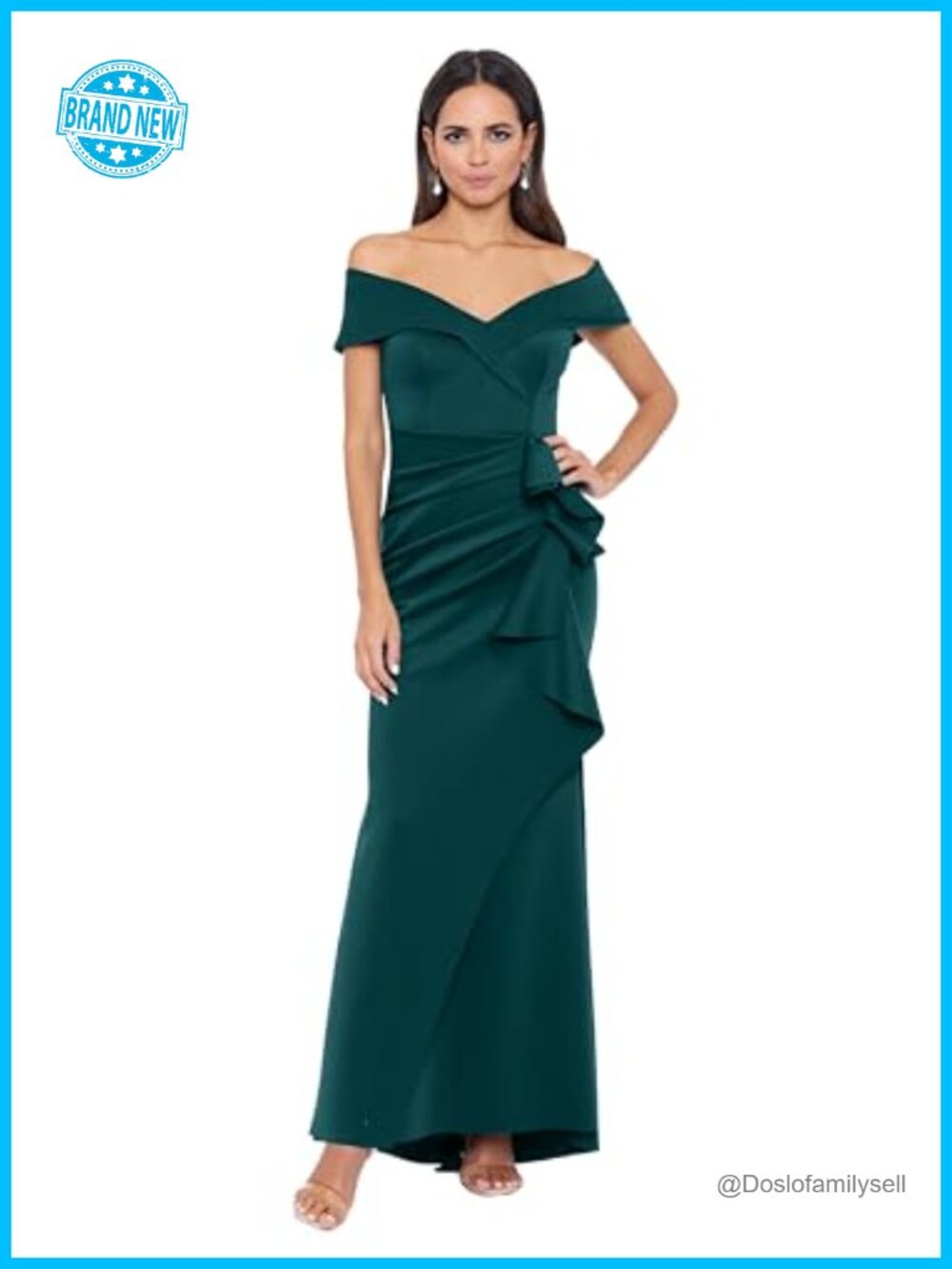 Off Shoulder Ruffled Mermaid Formal Evening Gown Floor Length